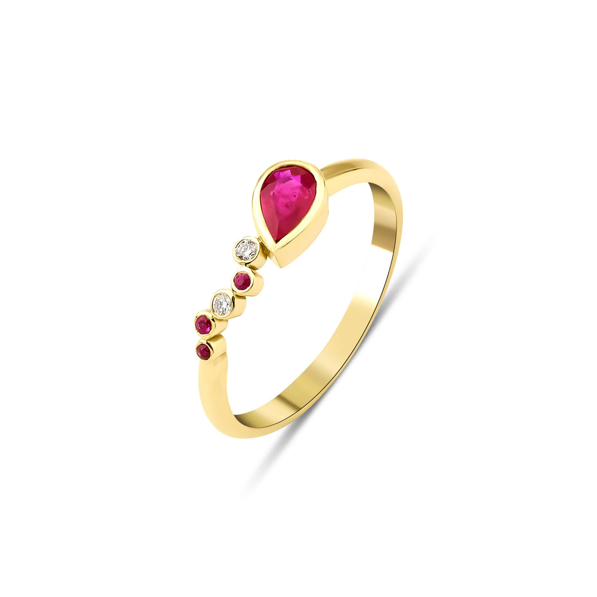Seraphina Devine 18K Gold Ring w. Rubies & Diamonds