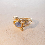 Dobbelt Seafire 18K & 22K Guld Ring m. Safir & Diamant