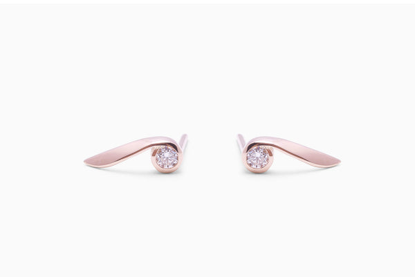 Little flame 18K Rosegold Earrings w. Lab-Grown Diamonds