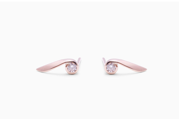 Little flame 18K Rosegold Earrings w. Lab-Grown Diamonds