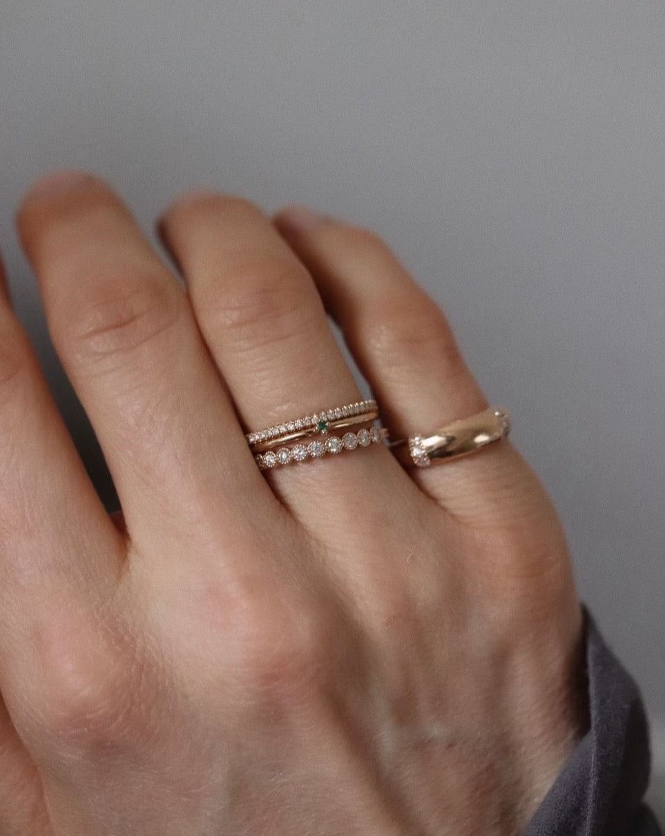 Nonna's Dome 18K Gold, Whitegold or Rosegold Ring w. Diamonds