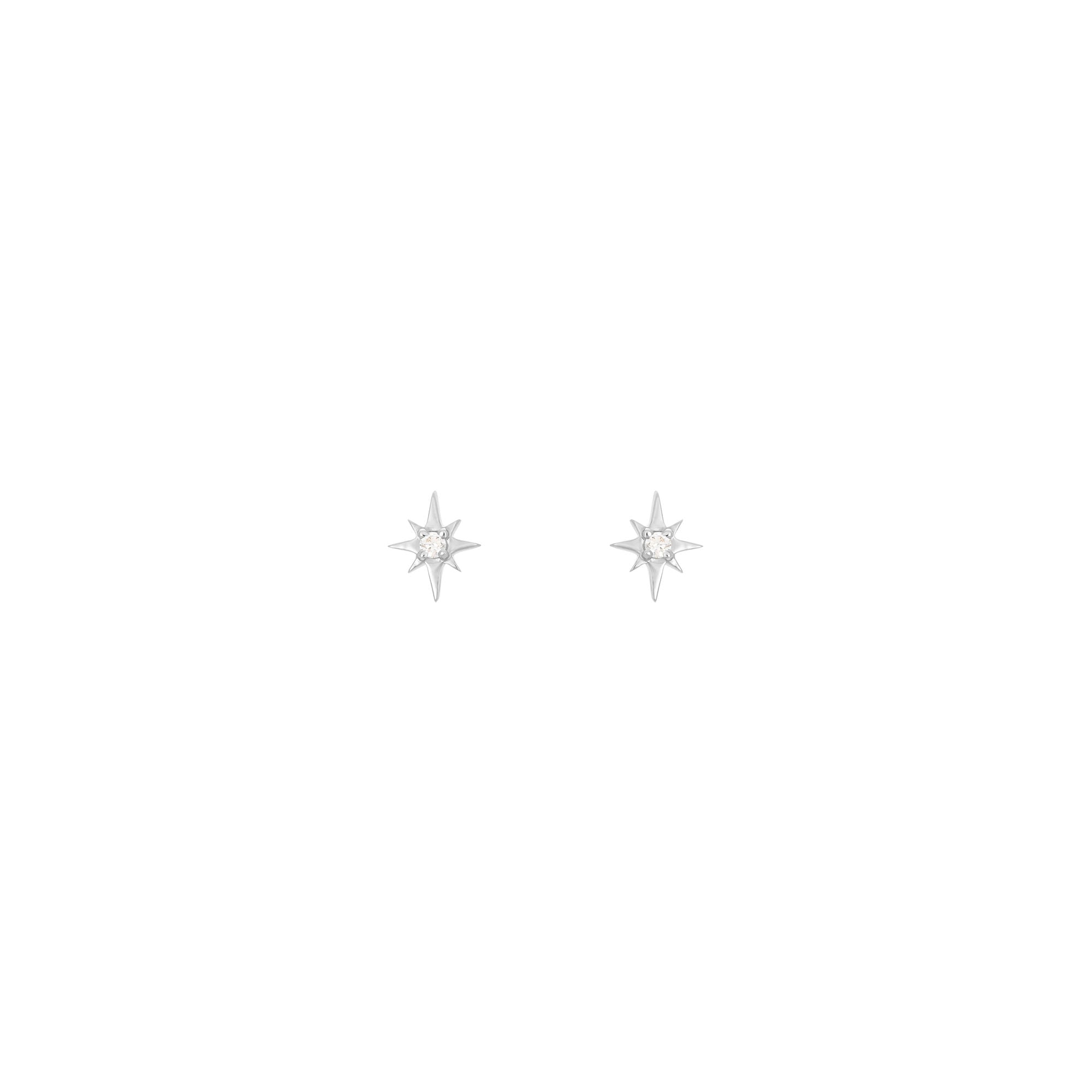 North Star 18k White Guld Ørestik m. Diamant