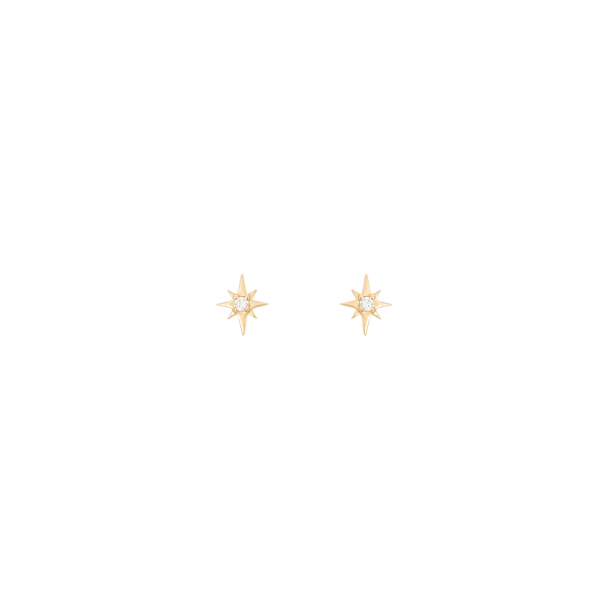 North Star 18K Gold Stud w. Diamond