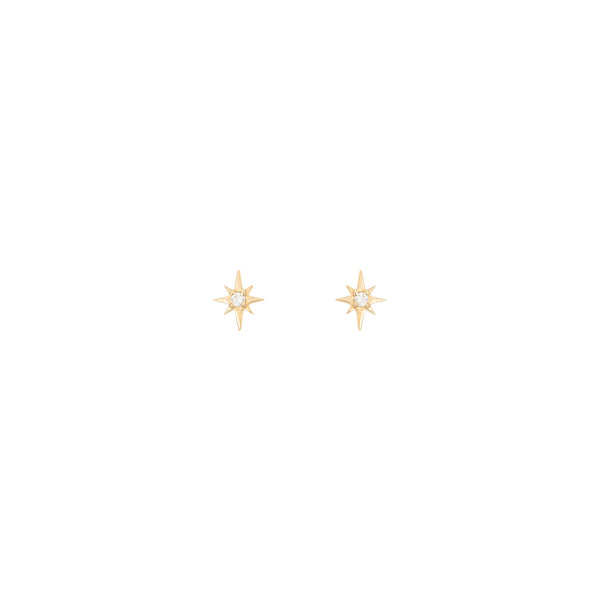 North Star 18K Gold Stud w. Diamond