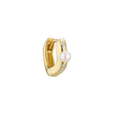 Nymph 18K Gold Plated Huggie w. Pearl & Zirconia