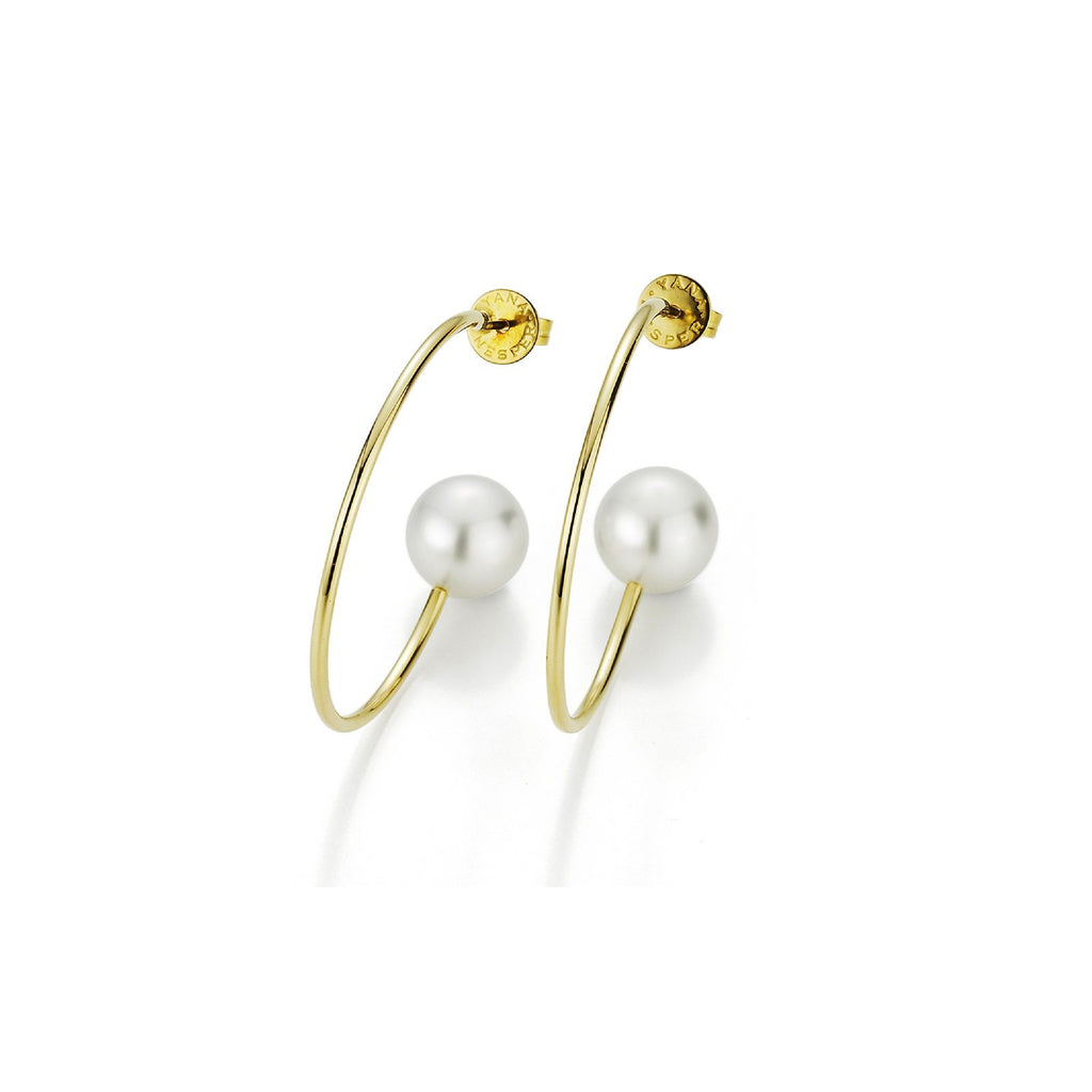 Delicate 18K Guld Hoops m. Ferskvands Perler