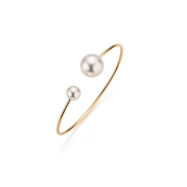 Open Designed 18K Gold Bangle w. Freshwater Pearls