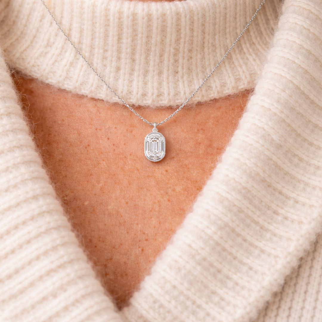 Alphabet 18K Gold, Rosegold or Whitegold Inital O Pendant w. Solitaire Lab-Grown Diamond