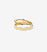 OUVERTURE | Diamond Line Double 0.12 14K Gold Ring w. Diamonds