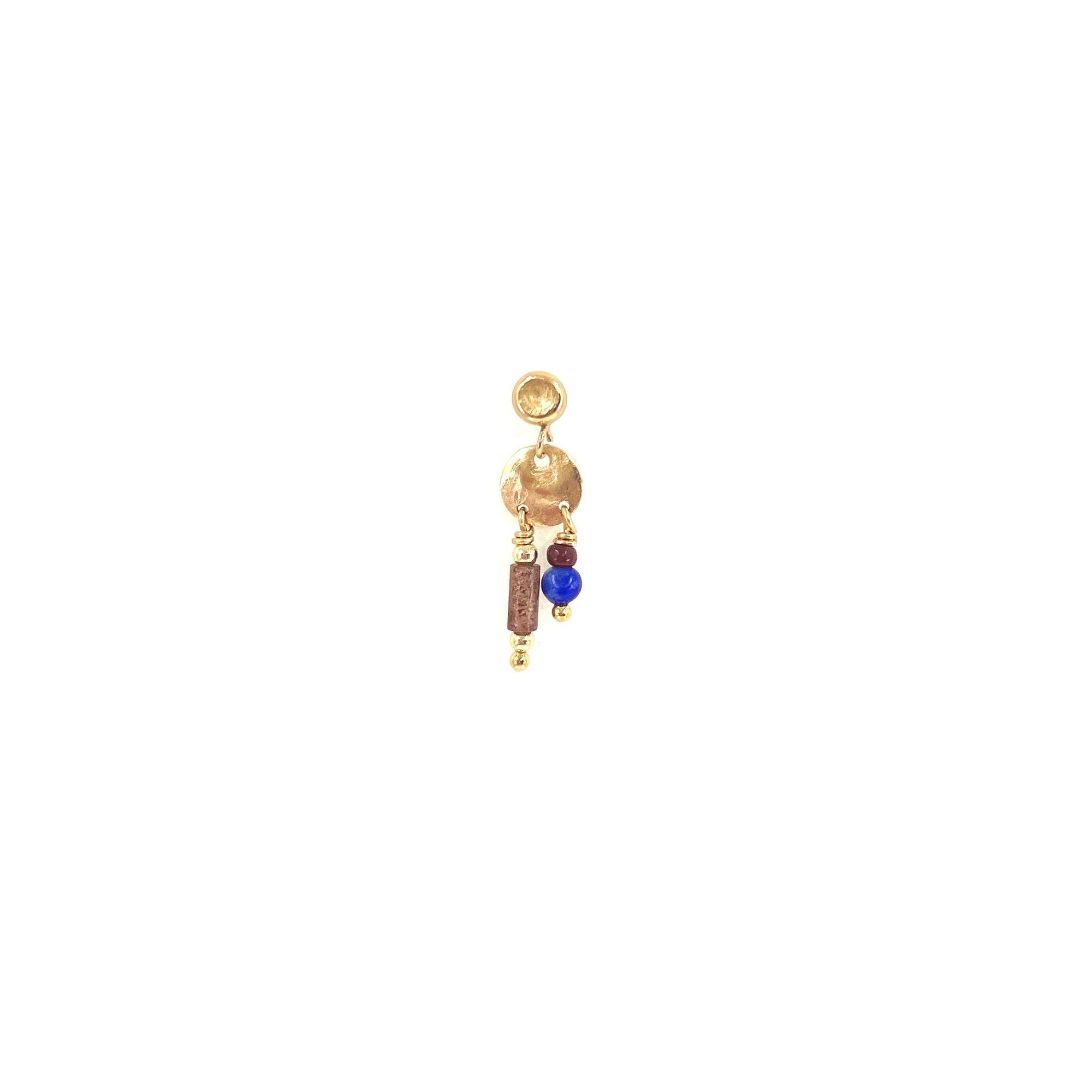 Odette 14K Goldfilled Stud w. Aventurine, Obsidian & Lapis
