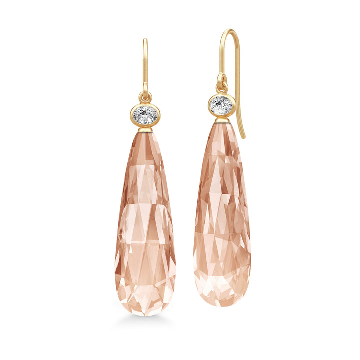 Ofelia Drop Gold Plated Earrings w. Crystal & Cubic Rosy Zirconia