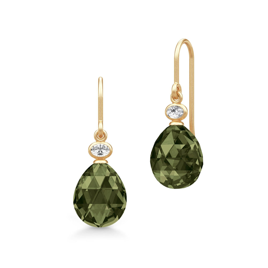 Ofelia Gold Plated Earrings w. Crystal & Cubic Green Zirconia