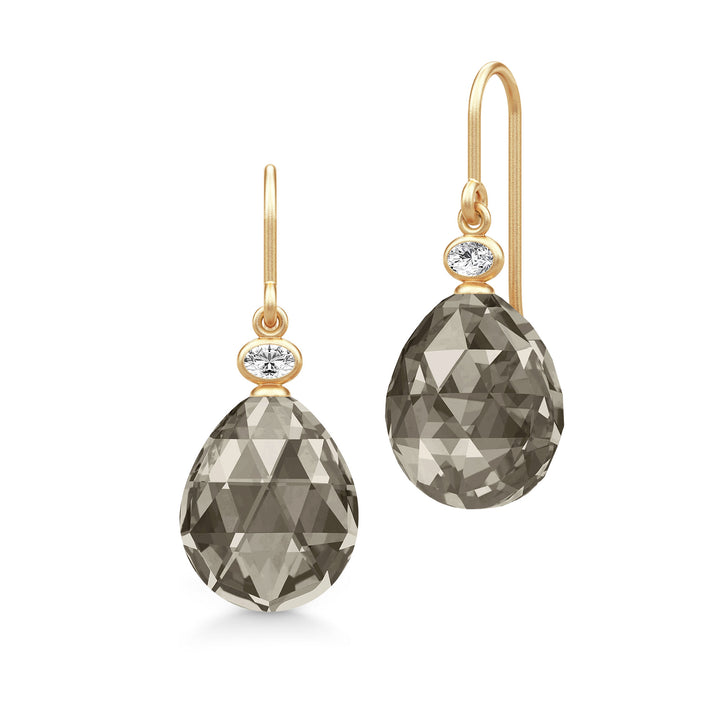 Ofelia Gold Plated Earrings w. Crystal & Cubic Smokey Zirconia