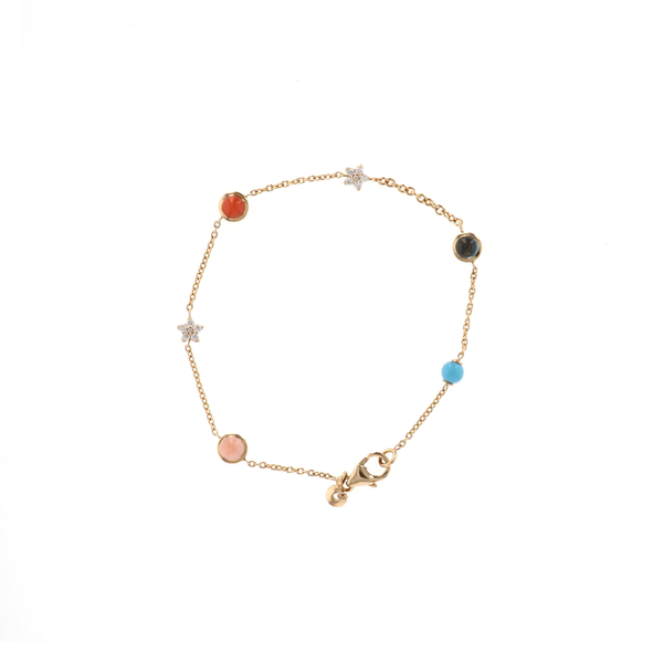 Magic Circus 18K Guld Armbånd m. Turkis, Topas, Koral & Diamanter