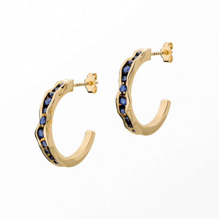 On The Edge 18K  Gold Earrings N°4 w. Sapphires