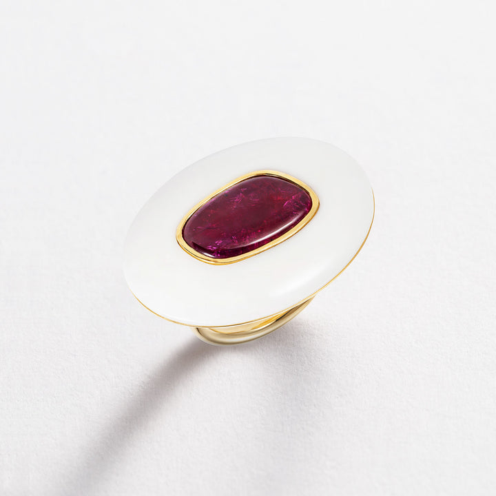 Ruby & Opal Pebble 18K Gold Ring