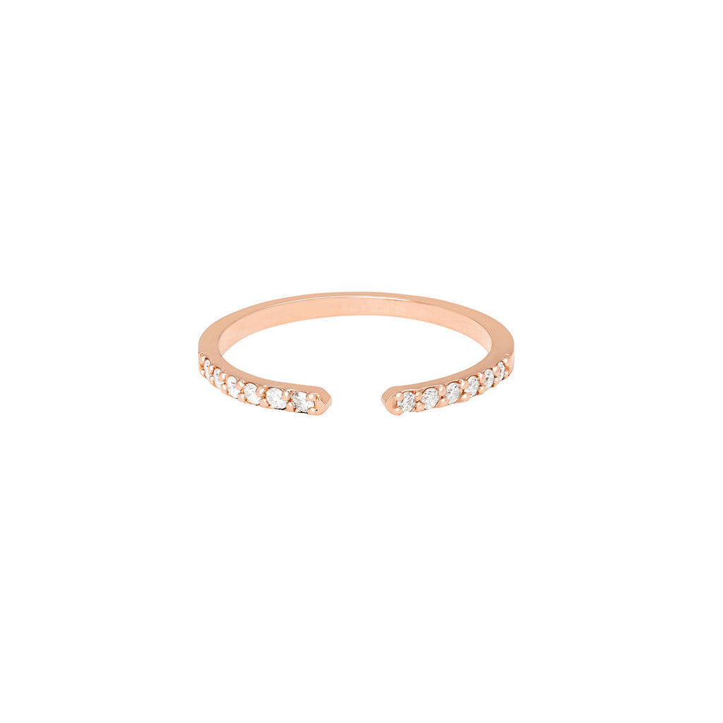 Open Pave 18K Rose Gold Ring w. Diamonds