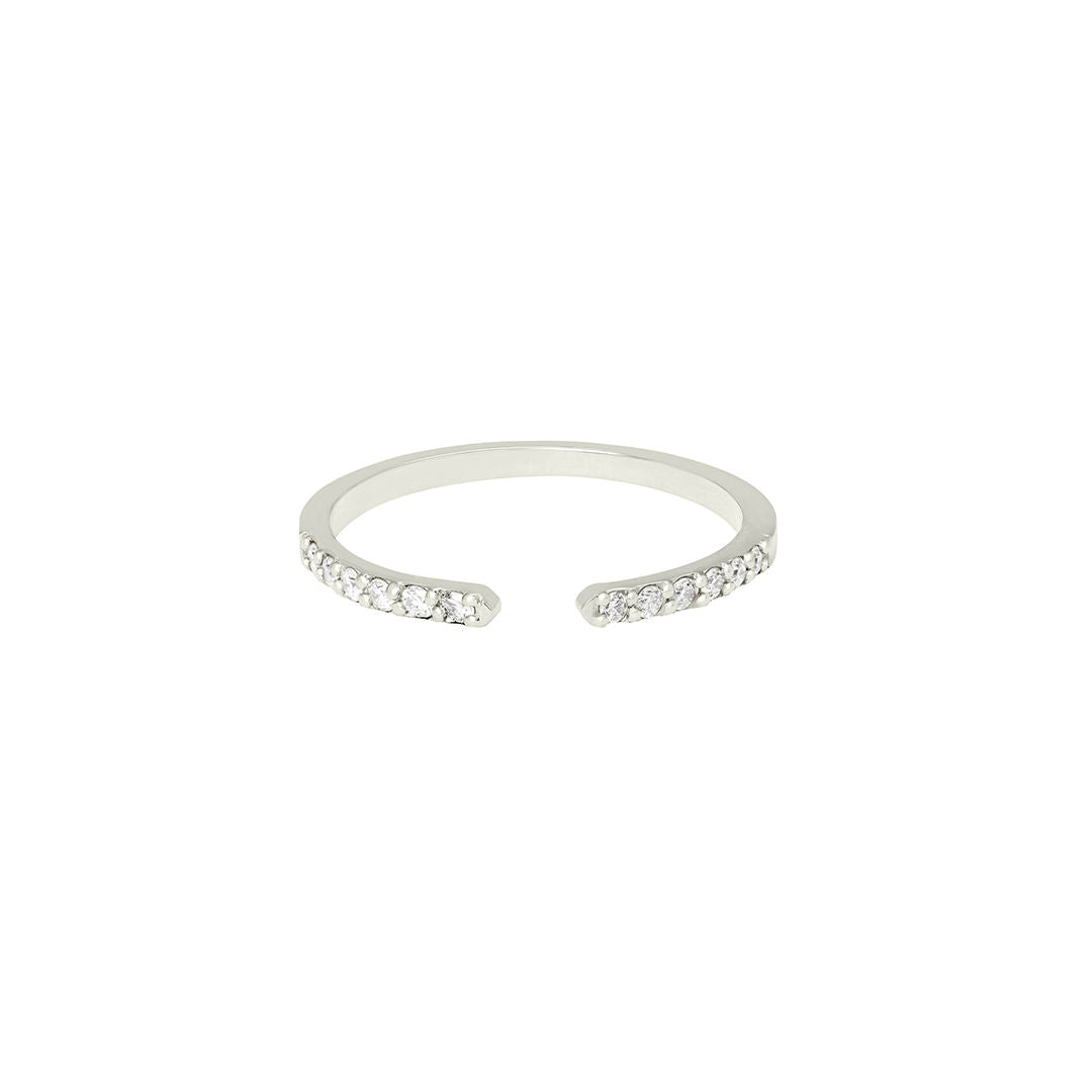 Open Pave 18K White Gold Ring w. Diamonds