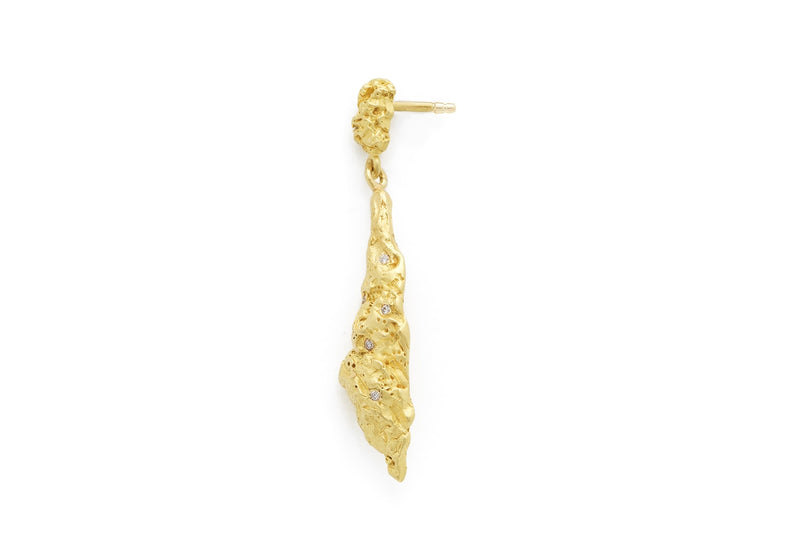 Rock Long Single Ear 18K Gold Earring