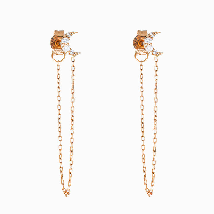 Over the Moon 18K Rose Gold Earring w. Diamonds