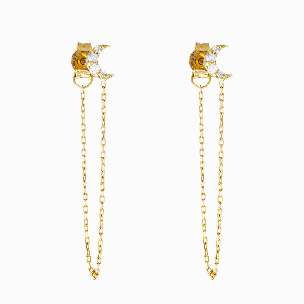 Over the Moon 18K Guld Ørering m. Diamanter