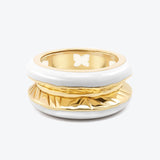 Antarctica Ring in 18K Gold w. Snow White Enamel