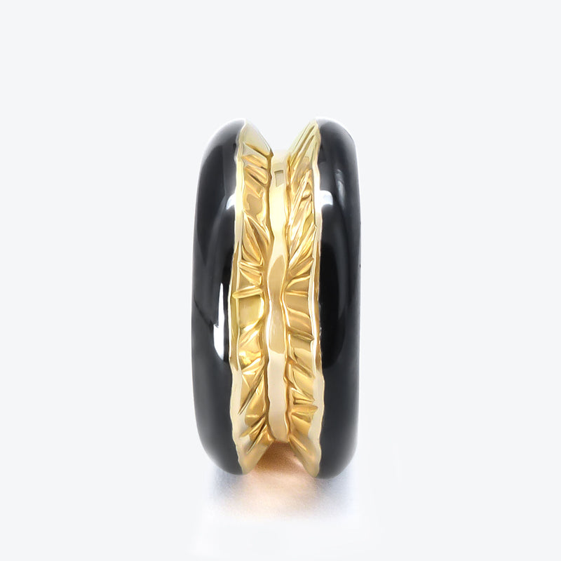 Antarctica 18K Gold  Ring w. Jet Black Enamel