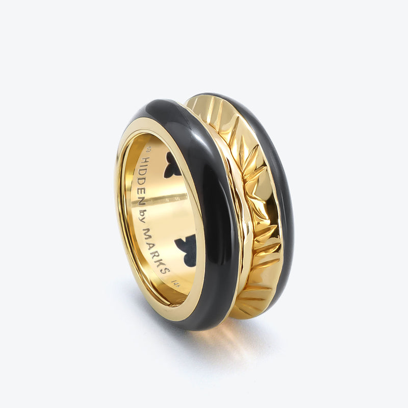 Antarctica 18K Gold  Ring w. Jet Black Enamel