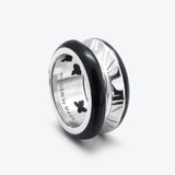 Antarctica 18K White Gold Ring w. Jet Black Enamel