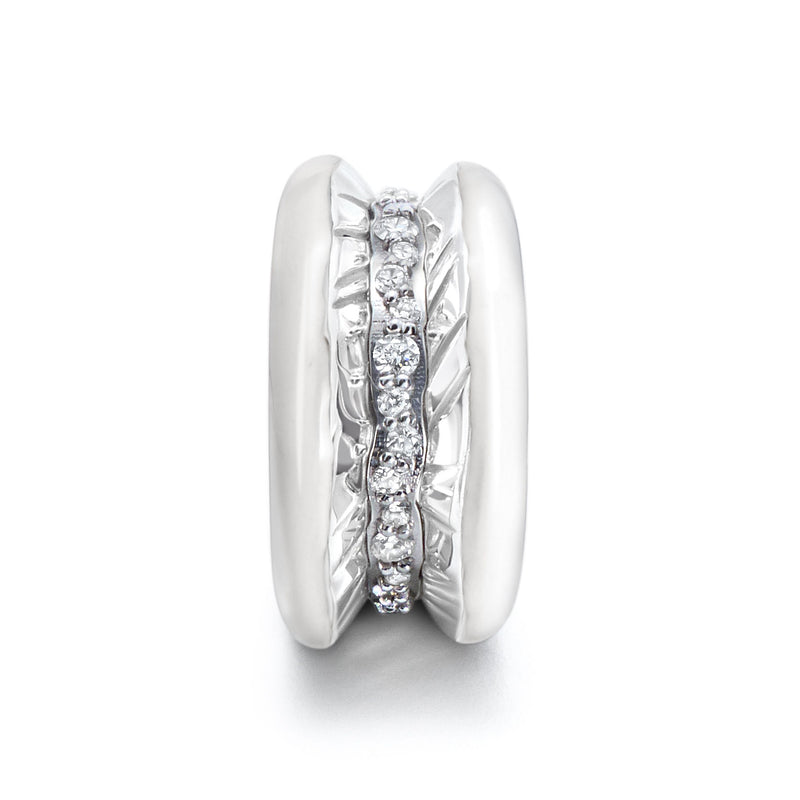 Antarctica Ice 18K White Gold Ring w. Lab-Grown Diamonds & Snow White Enamel