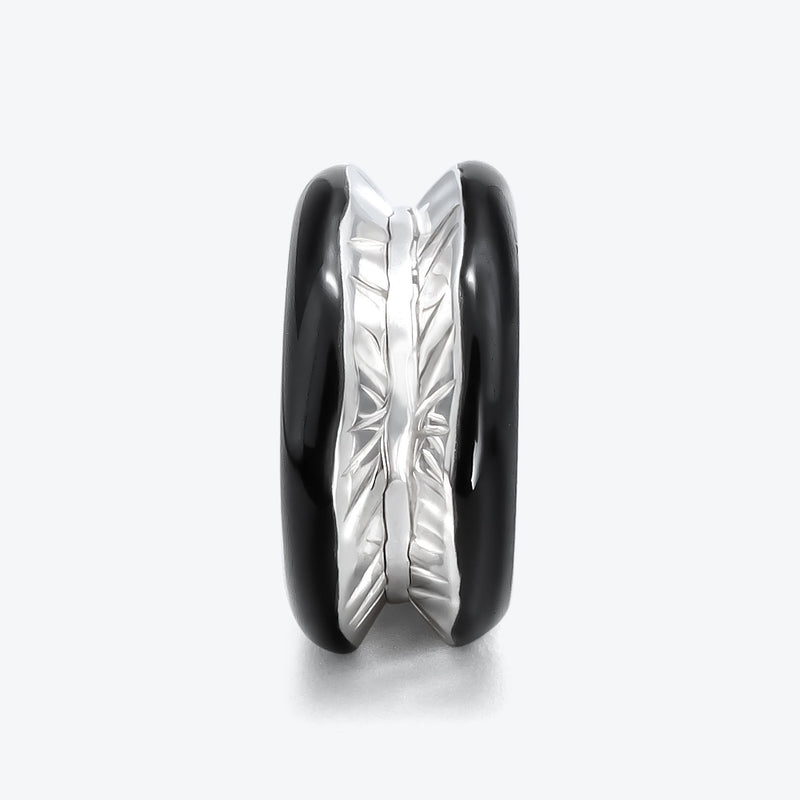 Antarctica 18K Whitegold Ring w. Black enamel