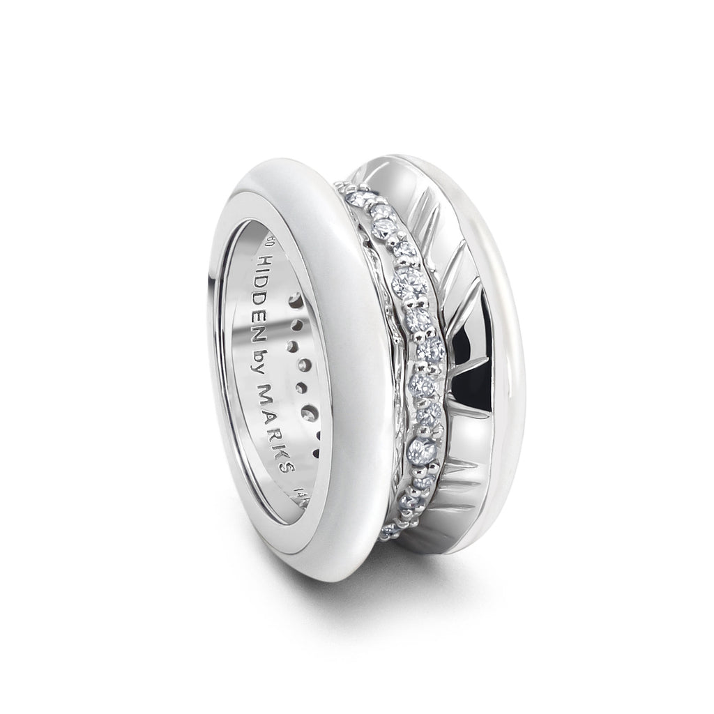 Antarktiseis 18K Weißgolden Ring w. Diamanten und schneeweißer Emaille aus Laborgewachsen