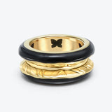 Antarctica 18K Gold  Ring w. Jet Black Enamel