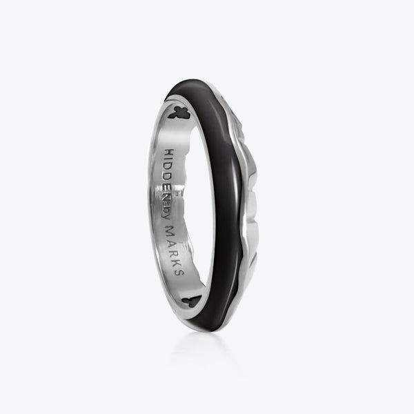 A. Iceberg Silver Ring w. Jet Black Enamel