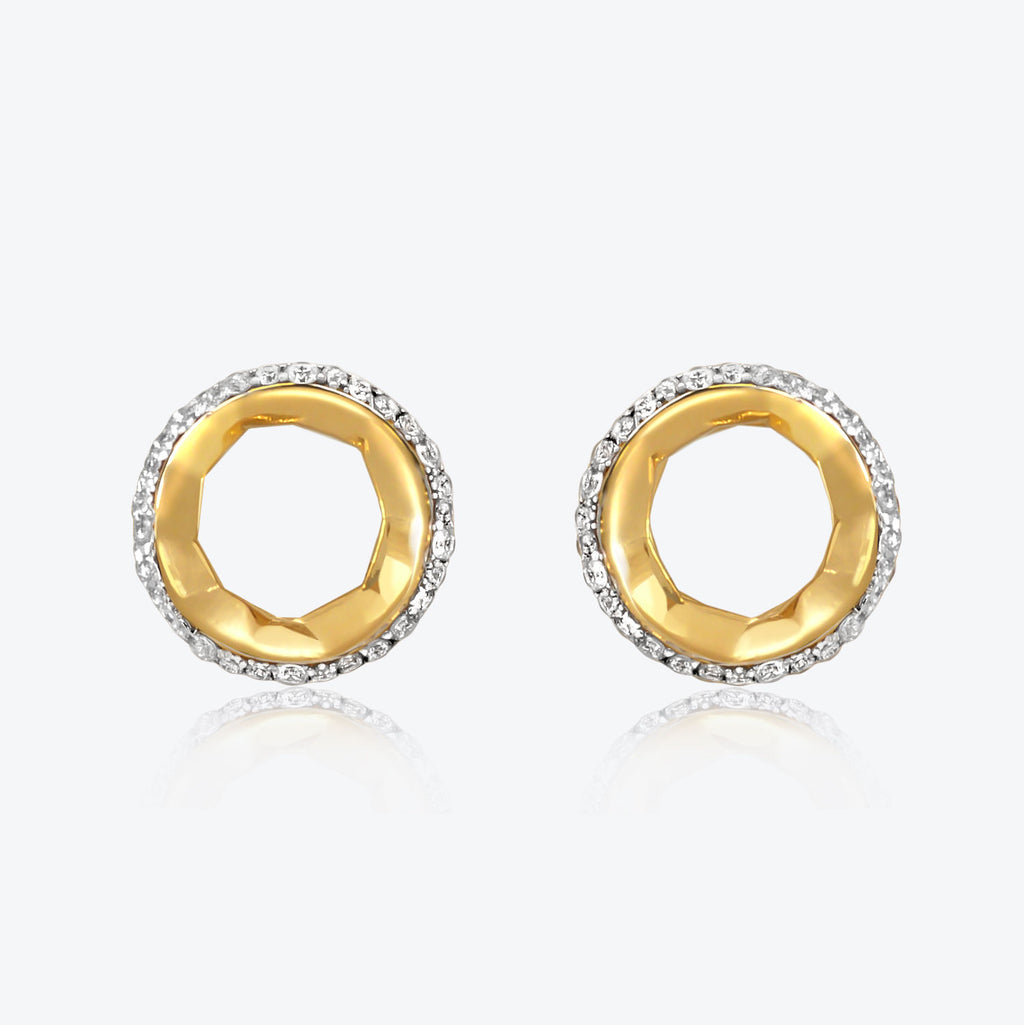A. Sun Halo Aura 18K Gold Studs w. Labor gewachsen Diamantpavé