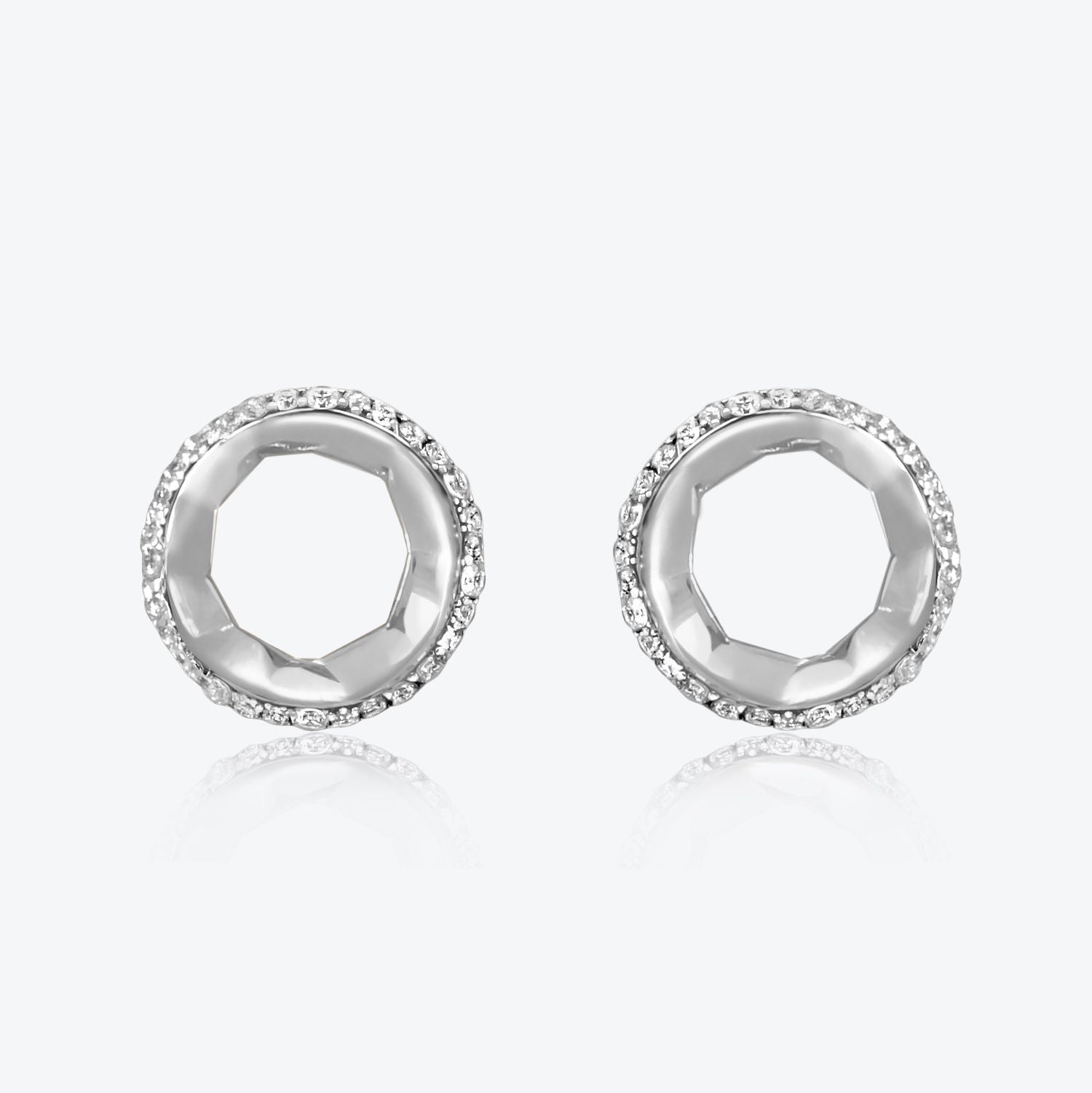 A. Sun Halo Aura 18K White Gold Studs w. Lab-Grown Diamond Pavé