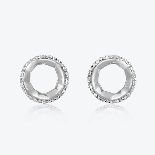 A. Sun Halo Aura 18K White Gold Studs w. Lab-Grown Diamond Pavé