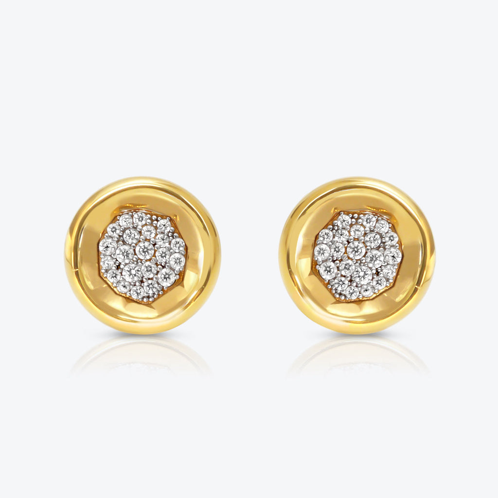 A. Sun Halo Core 18K Gold Studs w. Labor gewachsen Diamantpavé