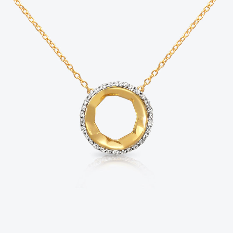 A. Sun Halo Aura 18K Gold Necklace w. Lab-Grown Diamond Pavé