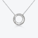 A. Sun Halo Aura 18K White Gold Necklace w. Lab-Grown Diamond Pavé