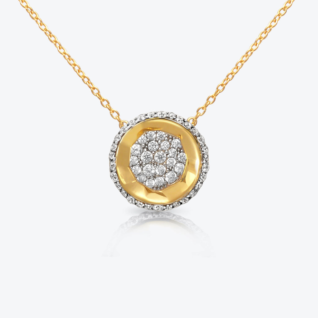 A. Sun Halo 18k Gold Halskette w. Voller Labor-Diamant-Pavé