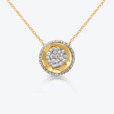 A. Sun Halo 18K Gold Necklace w. Full Lab-Grown Diamond Pavé