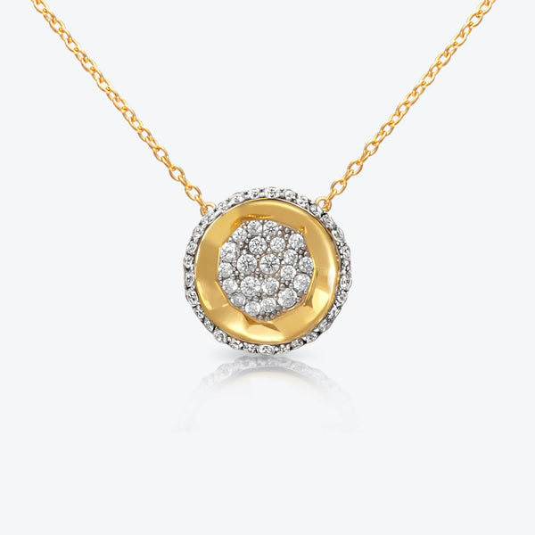 A. Sun Halo 18K Gold Necklace w. Full Lab-Grown Diamond Pavé