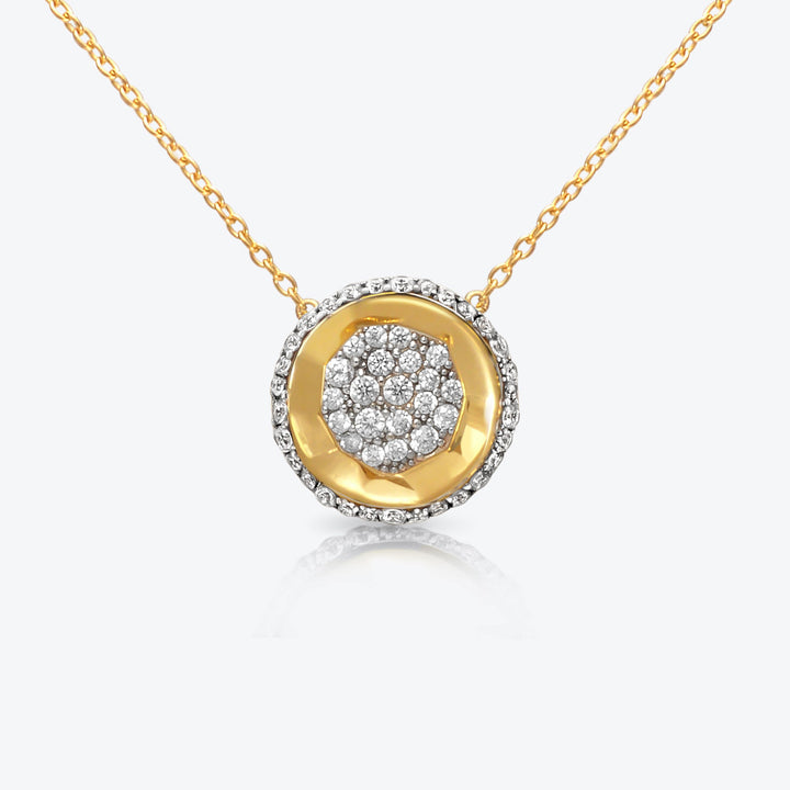 A. Sun Halo 18K Guld Halskæde m. Fuld Lab-Grown Diamant Pavé