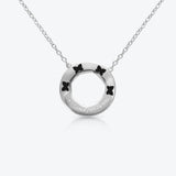 A. Sun Halo Aura 18K White Gold Necklace w. Lab-Grown Diamond Pavé