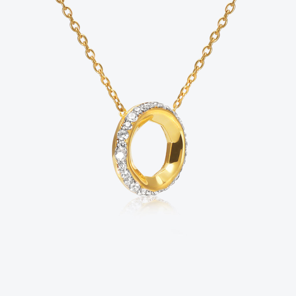 A. Sun Halo Aura 18k Gold Halskette w. Labor gewachsen Diamantpavé