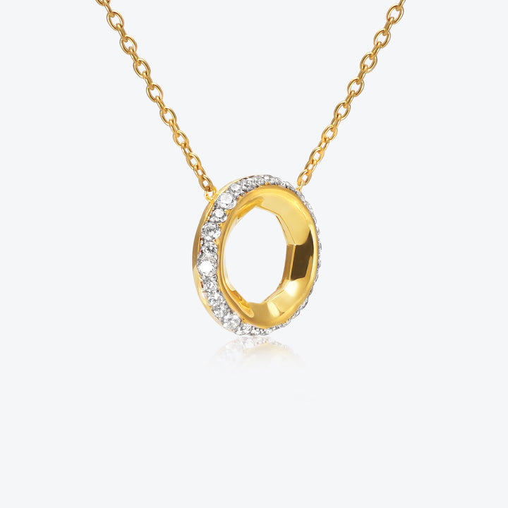 A. Sun Halo Aura 18K Guld Halskæde m. Lab-Grown Diamant Pavé