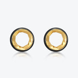 A. Sun Halo 18K Gold Studs w. Jet Black Enamel