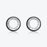 A. Sun Halo Silver Studs w. Jet Black Enamel