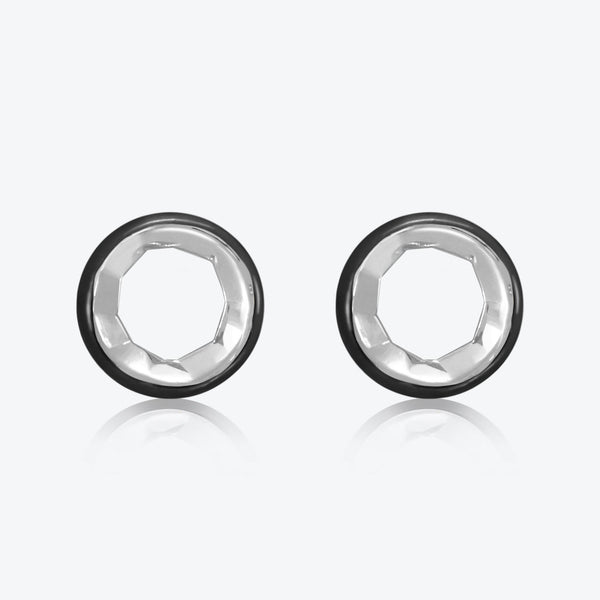 A. Sun Halo Silver Studs w. Jet Black Enamel